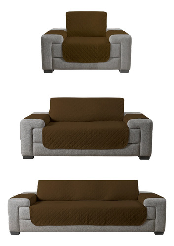 Protector Cubre Sala Set 3 Piezas Cafe Doble Vista Vianney