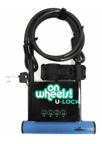 Candado U-lock Onwheels Largo Con Piola Y Soporte - Azul