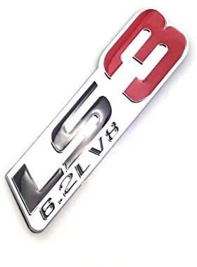 Emblema Logo Decalship 2 Pack Chrome Red Ls3 6.2l V8 Engine