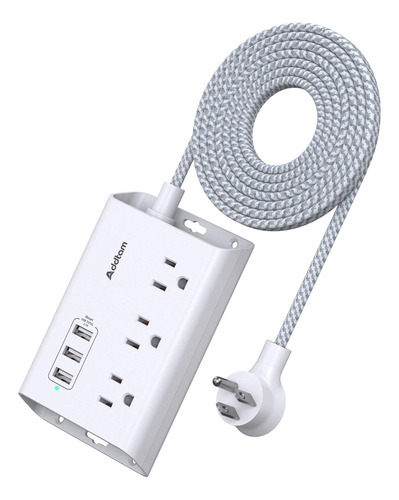 Regleta De Alimentacion Con Usb, Cable De Extension Plano Co