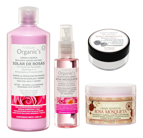 Kit Crema 1l +balsamo +aceite +crema Rosa Mosqueta Florigan®