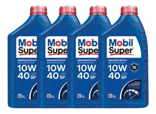 Kit 4 Óleos Motor Mobil Super 10w40 Semisintético+filtro Ole