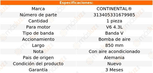Banda 850 Mm Acc G1500 V6 4.3l 85 Continental Bomba De Aire