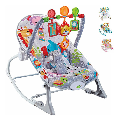 Rocker Silla Vibradora Mecedora De Bebe Musical Con Juegos Color Gris