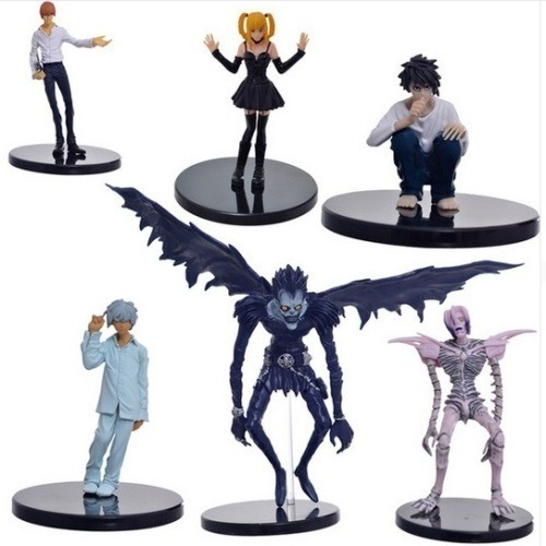 Death Note Kit Com 6 Action Figure Boneco Rem Near L Ryuk