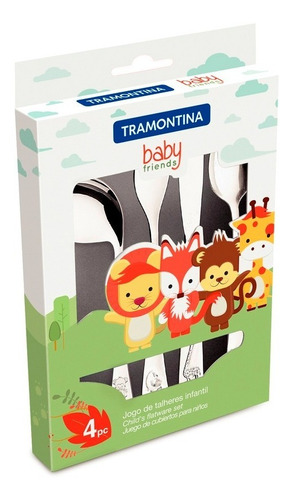 Set X 4 Cubiertos Bebes Baby Tramontina Acero Inoxidable