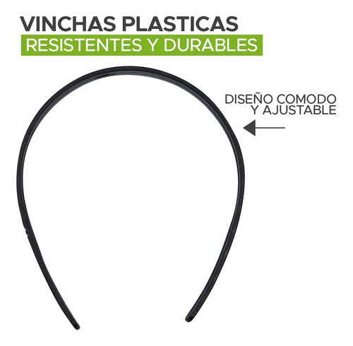 Imagen 4 de 9 de 50 U. Vinchas Plasticas Negras Lisas Para Forrar 1cm Fabrica