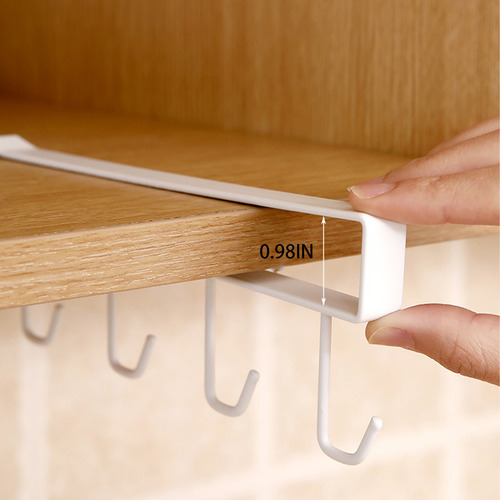 G Kitchen Cabinet 4 Hook Storage Organizer Rack Nail Drill H