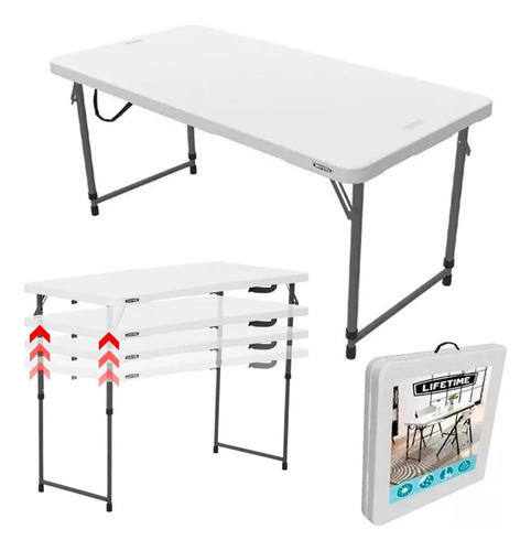 Imagen 7 de 10 de Mesa Plegable Camping Lifetime 120 Cm Multiuso Regulable