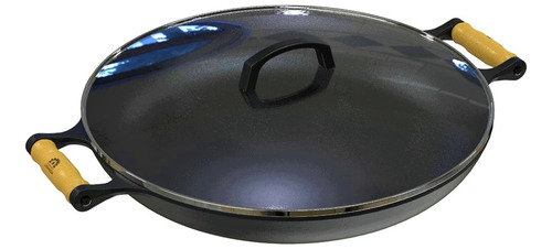 Frigideira Paella De Ferro Fundido Alça Madeira Tv 40cm