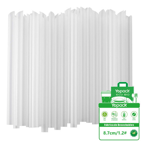 1000pz Popotes Biodegradables Para Tapioca A Base De Planta Transparente