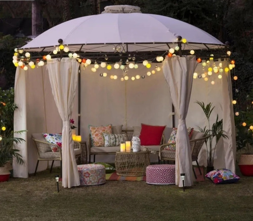 Imagen 3 de 6 de Toldo Pergola Con Cortinas 3.5 X 3.5 Mt Redonda