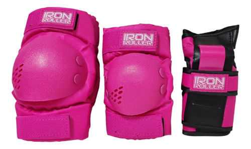 Combo De Patines Entrenadores Casco Y Protecciones Fun Roll 13 - 17mx 9 Cm Rosa 17-20