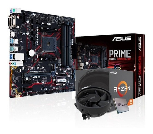 Imagem 1 de 5 de Kit Processador Amd Ryzen 5 2600 Asus Prime B450m-g