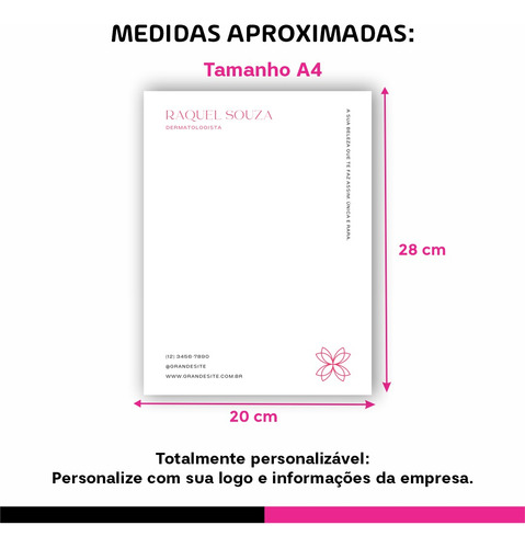 4 Bloco A4 50/fls Cor Pedido De Exame Dermatologista Clínica