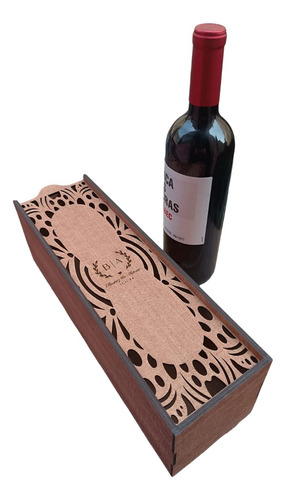 Caja Para Botella Vino Personalizada Madera Padrinos Boda Xv