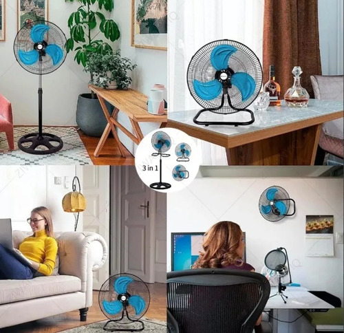 Ventilador 3 En 1,piso,base,pared. 18 Aspas Metalicas