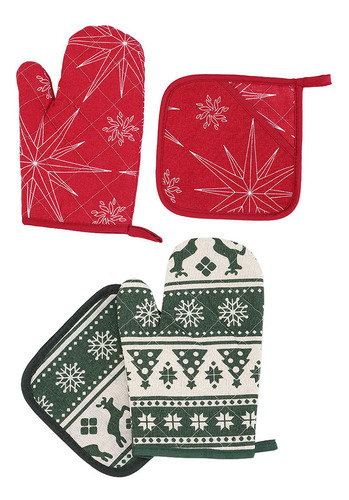 Juego De 2 Guantes De Cocina Para Hornear, Resistentes Al Ca