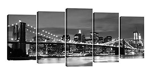 Wieco Art Nueva York Brooklyn Bridge Canvas Wall Art Cq98x