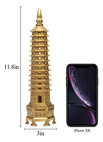 Brasstar Latón Estatua Feng Shui Pagoda Wenchang Capa 13 Tor
