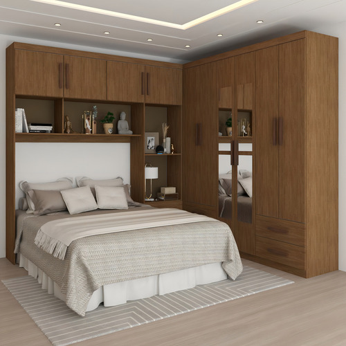 Guarda-roupa Casal Paradise 10 Portas 6 Gavetas Com Espelho Cor Marrom