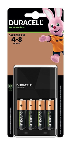 Carregador Com 4 Pilhas Recarregável Duracell Original