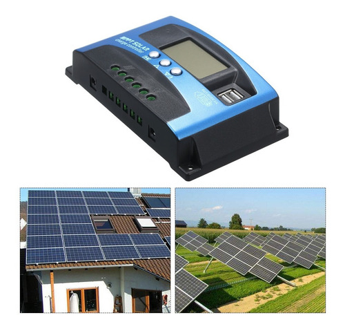 Controlador De Carga Solar Mppt 40a, Doble Pantalla Usb Lc