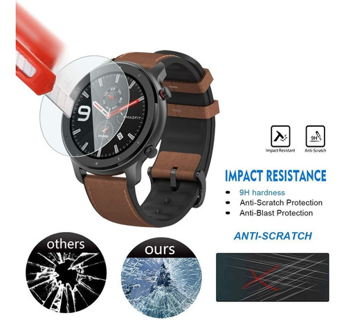 2 Micas D Cristal Templado 9h Premium Para Amazfit Gtr 47 Mm