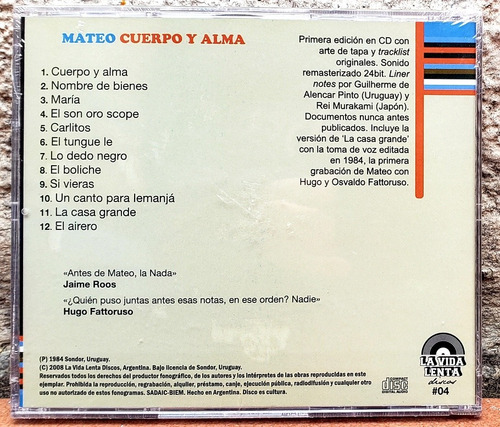 Eduardo Mateo (cuerpo Y Alma) Cd, Nuevo, Joyita Difícil.