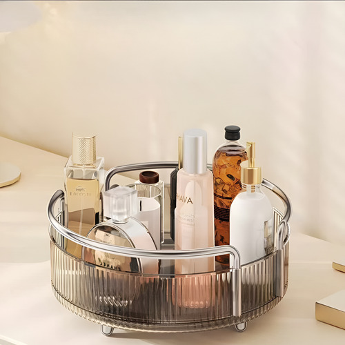 Organizador De Maquillaje Perfumes Y Cremas Giratorio Gris Oscuro