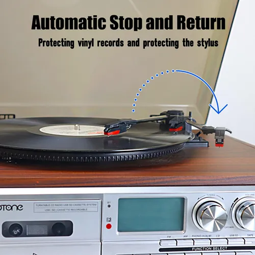 Tocadiscos 10 En 1 Bluetooth 3 Velocidades Vintage Plata