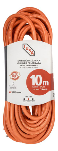 Extension Anaranjada De Uso Rudo, Iusa, 2 X 16 Awg 10 M