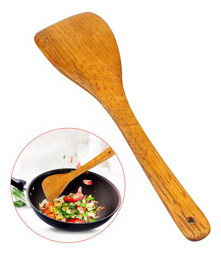 Juego De Espátula Y Cuchara De Madera De Bambú Wok Y Utens