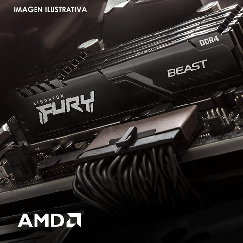 Imagen 5 de 6 de Memoria RAM Fury Beast DDR4 gamer color negro 8GB 1 Kingston KF426C16BB/8