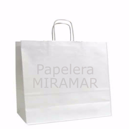 30 Bolsas 32x23x10cm Blancas - Papel Kraft Misionero Blanco