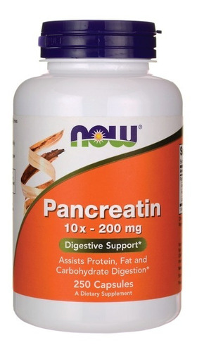 Pancreatina 10 x 200 mg - 250 cápsulas - Now Foods