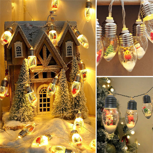 Cadenas Led Navideñas De Bolas De Nieve Con Luces Nocturnas