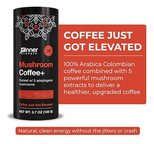 Café De Hongos Adaptógenos - Mitad Cafeína - 5 Tipos De Hong