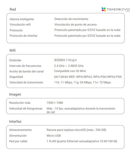 Ezviz C6n Wifi 1080p Seguimiento 360° + Soporte De Pared