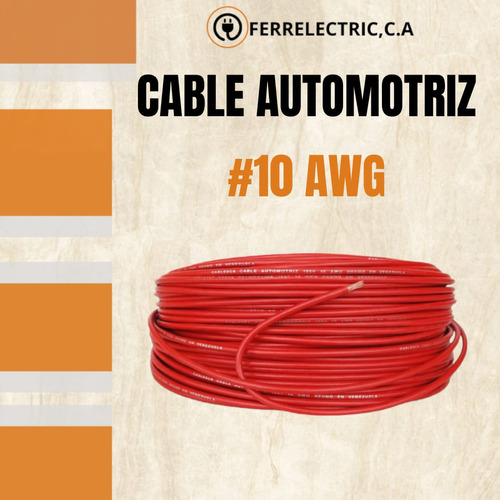 Cable 10 Automotriz Batería 100% Cobre 