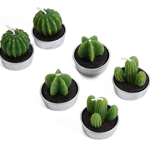 Set 3 Velas Decorativas Diseño Cactus Plantas 5 Cm X 4 Cm