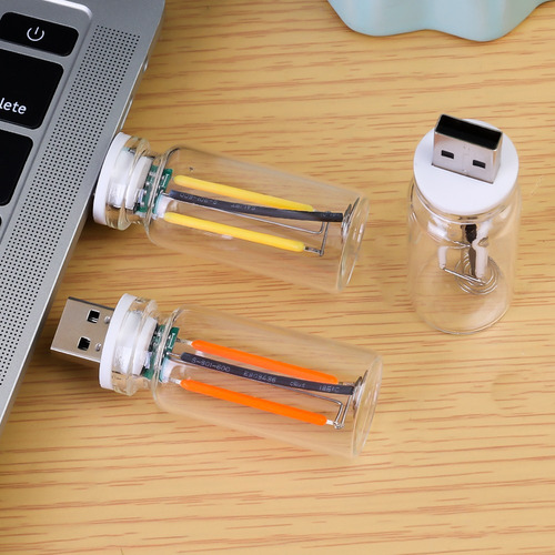 Luz Nocturna Usb Con Forma De Botella De Vidrio, Lámpara Led