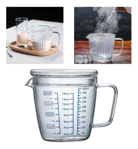 Onza Medida Vaso De Precipitados Jarra 500 Ml 10,5 X 12 Cm .