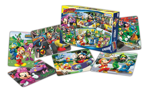 Imagen 2 de 3 de 6 Puzzles Rompecabezas Disney Junior Mickey Sobre Ruedas