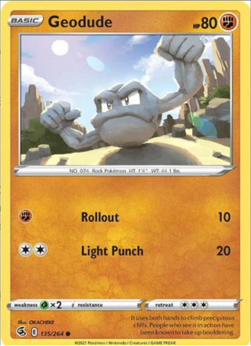 Tarjeta Pokemon Geodude  135/264 Common Sword & Shield