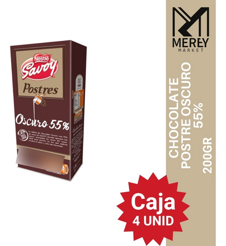 Chocolate Savoy Postre 55% 200gr (caja X5). Mereymarket