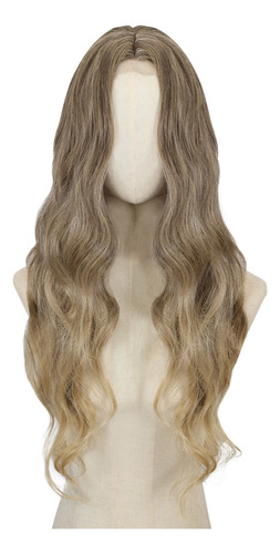 Peluca Delant Larga Rubia De Mujer Con Ondas Naturales Color Negro Tamaño De La Base M
