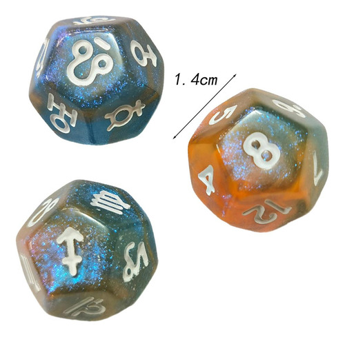 3 Peças D12 Dados Poliédricos Astrologia Dados De Estilo C