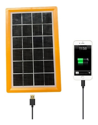 Placa Solar 6v 3w Com Usb Para Camping/carrega Celular