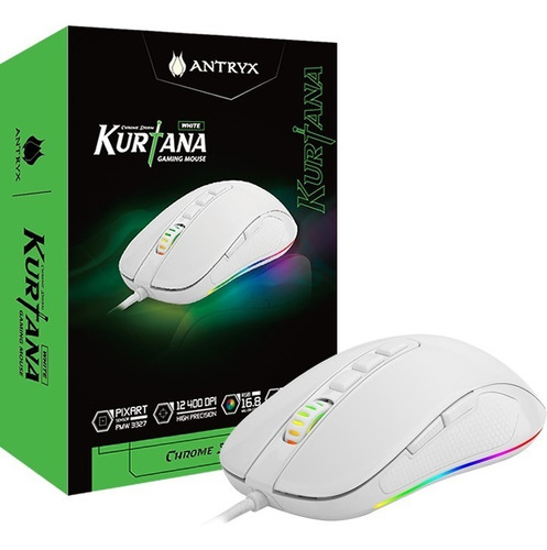 Mouse Gaming Antryx Chrome Storm Kurtana White Dpi 12400 Rgb